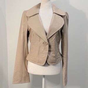 NWOT Vintage Arden B Cream 100% Lamb Leather Jacket, Size Medium